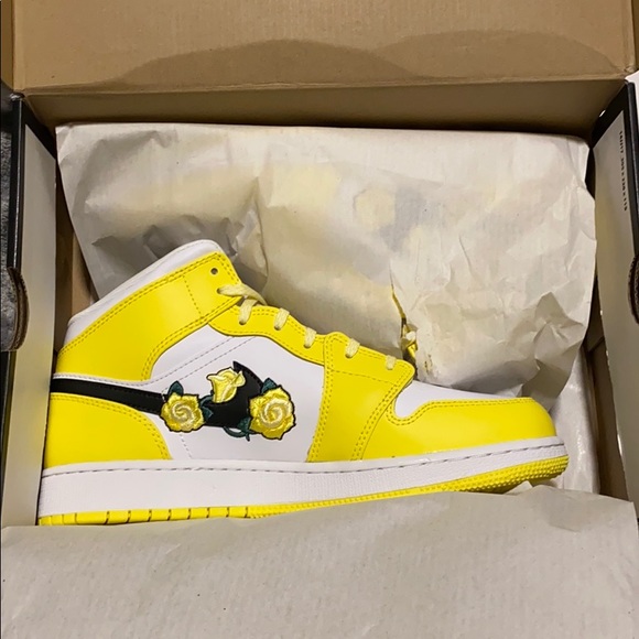 yellow flower jordan ones